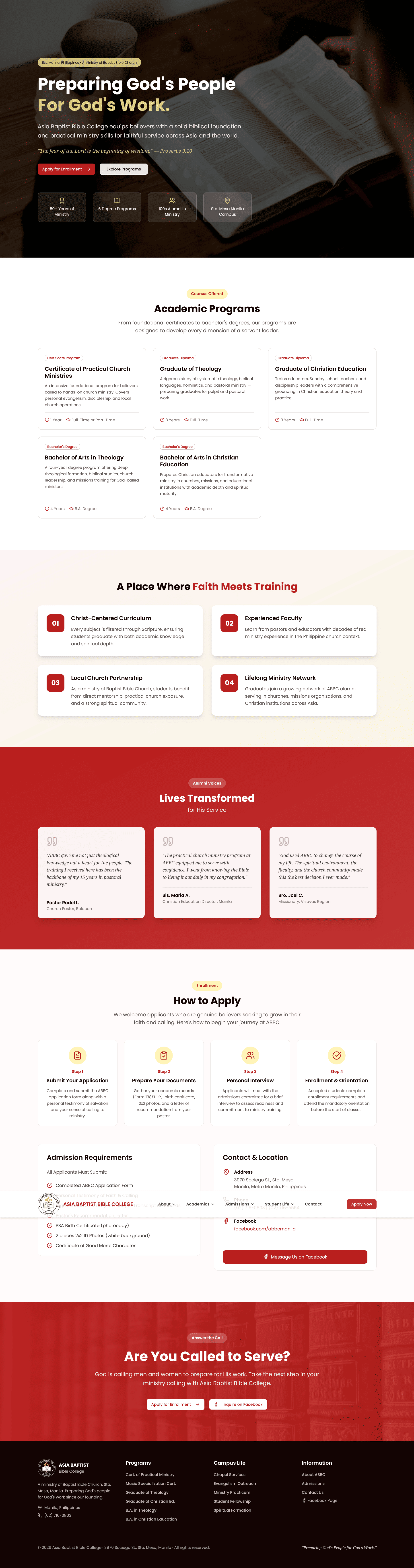 Asia Baptist Bible College - Educational Institution Website